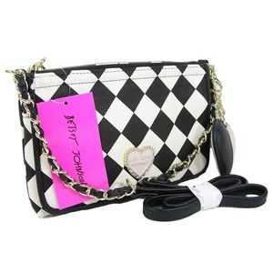 Betsey Johnson Cross Body Black White Checkered